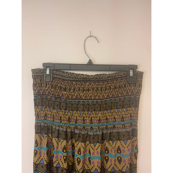 Mine Womens Maxi Dress SZ L Boho Aztec Country Festival Southwest Sundress - Picture 4 of 9